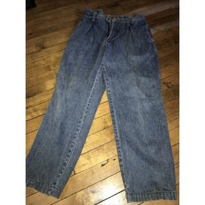 Jordache Intl Mens Pleated Denim Jeans 32-34 Vintage